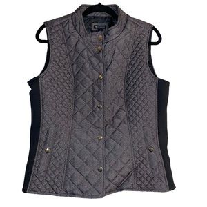 New Directions Medium Polyester Quilted Gray Vest